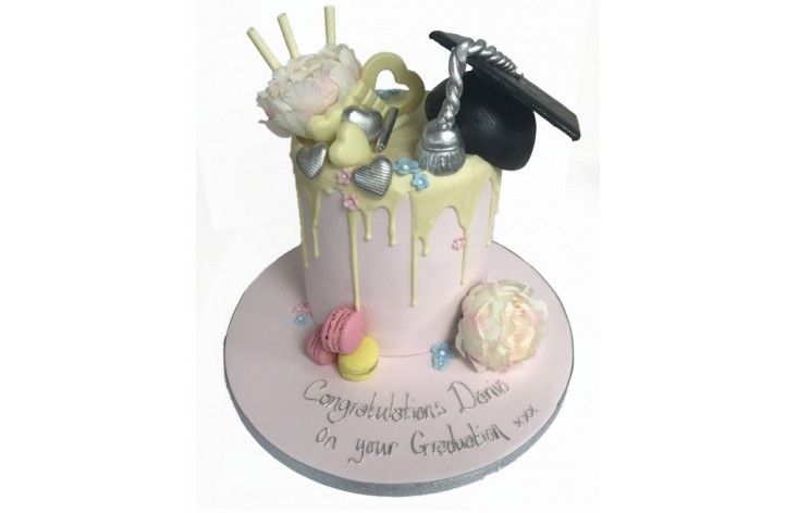 Graduation Chocolate Drip Drizzle Cake